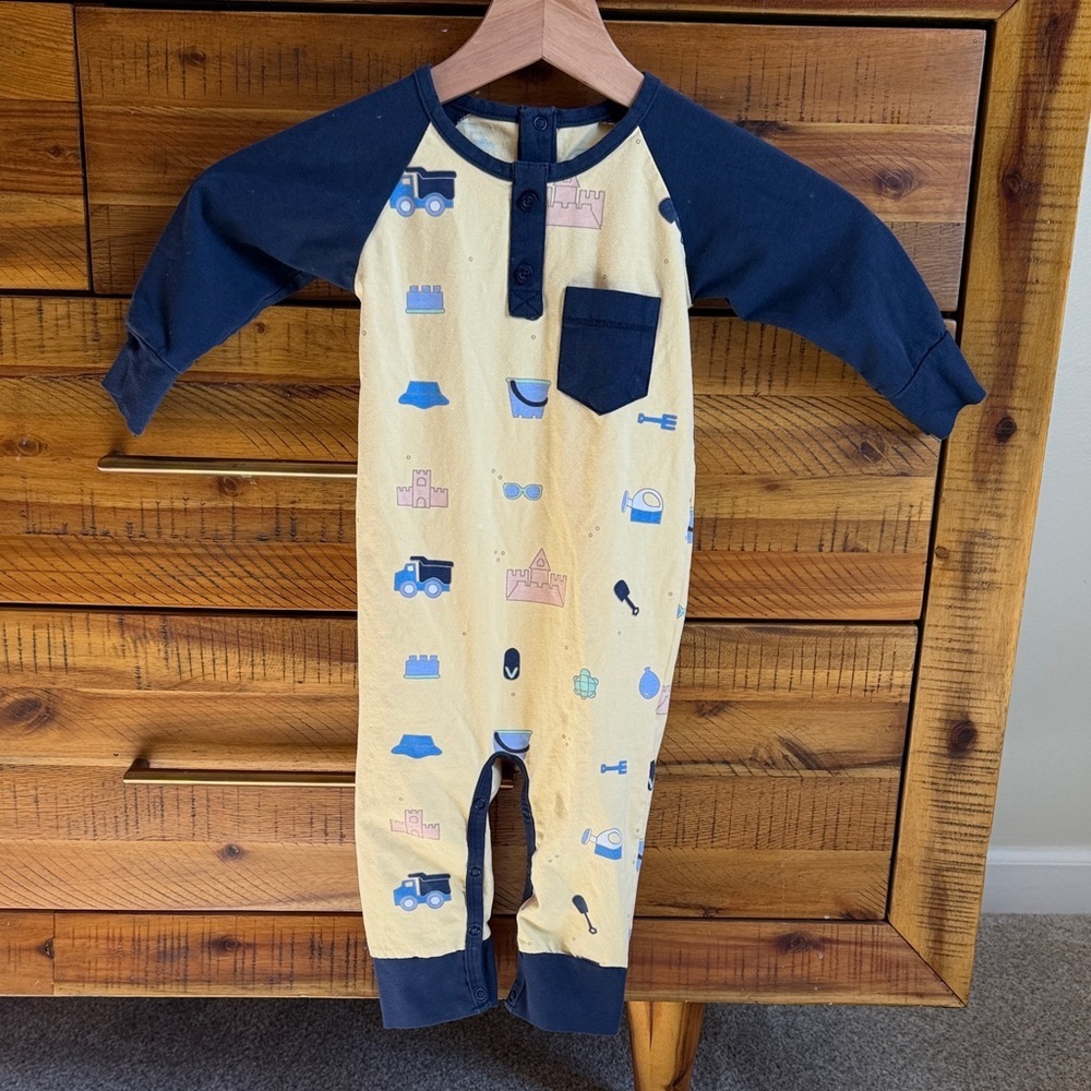 Monica & Andy Yellow and Blue Baby Onesie with Fun Prints